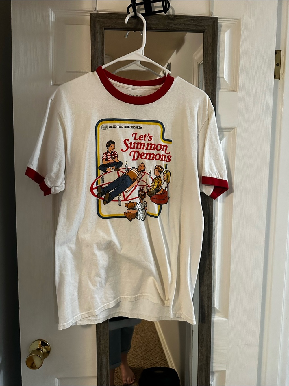 Black Matter White & Red 'Let's Summon Demons' Graphic Ringer Tee